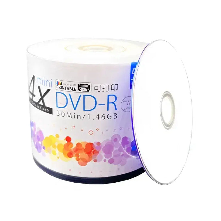 50PCS Ritek Printable Mini 3’’(8cm) DVD-R Recordable Blank Disks 30min 1.46GB 4X Speed for Camera Camcorders Video &