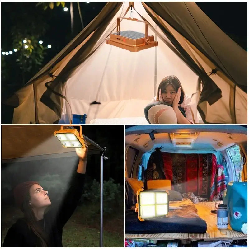 528LED Solar Charging Flood Light IP66 Waterproof Portable Tent Camping Light Power Bank 10000mAh For Outdoor Emergency