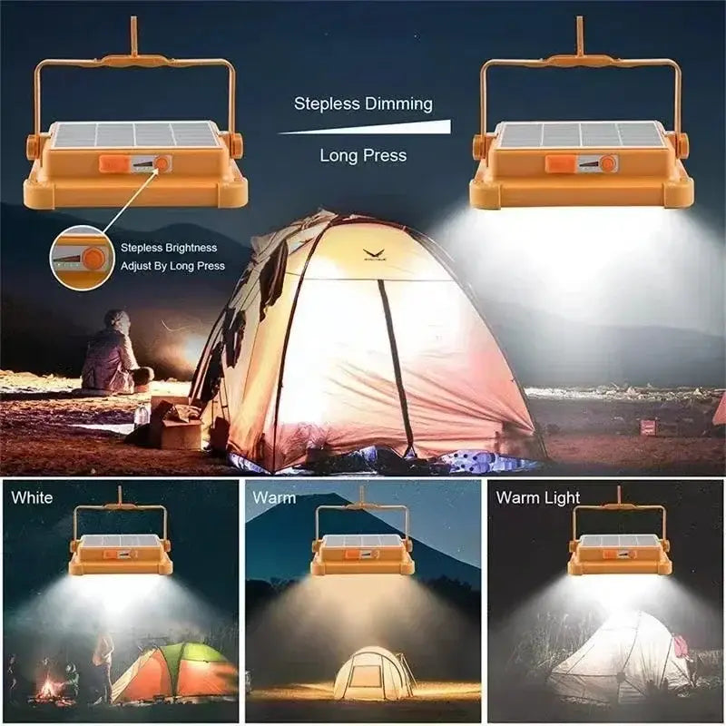 528LED Solar Charging Flood Light IP66 Waterproof Portable Tent Camping Light Power Bank 10000mAh For Outdoor Emergency