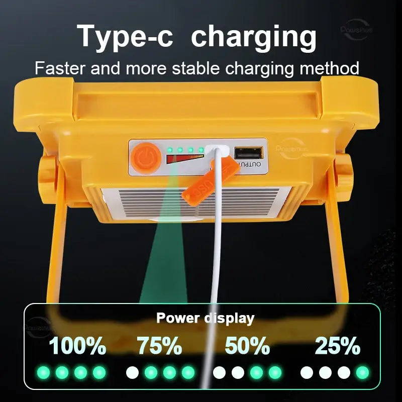 528LED Solar Charging Flood Light IP66 Waterproof Portable Tent Camping Light Power Bank 10000mAh For Outdoor Emergency