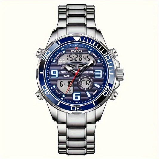 LIGE Men's Dual Display Watch – Stainless Steel Quartz (6 models available)