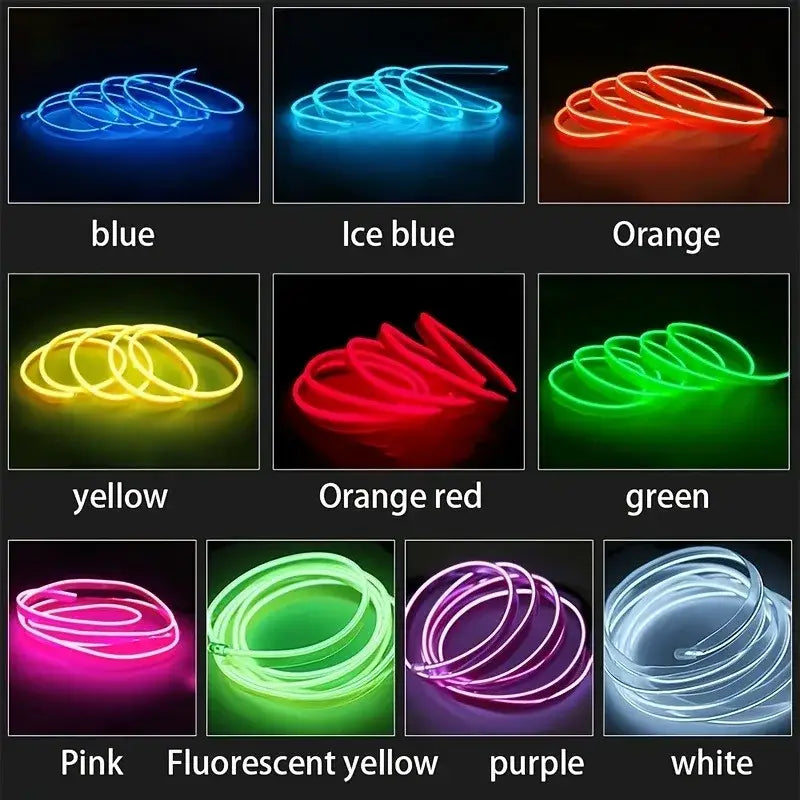 5M USB LED Neon Car Interior Light (7 colours available)
