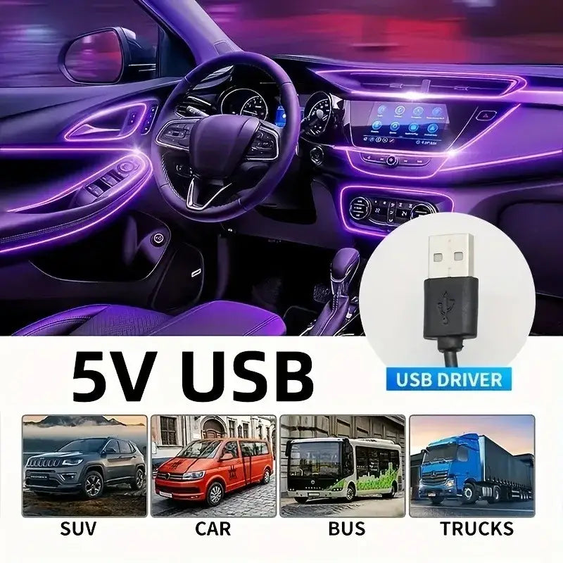 5M USB LED Neon Car Interior Light (7 colours available)