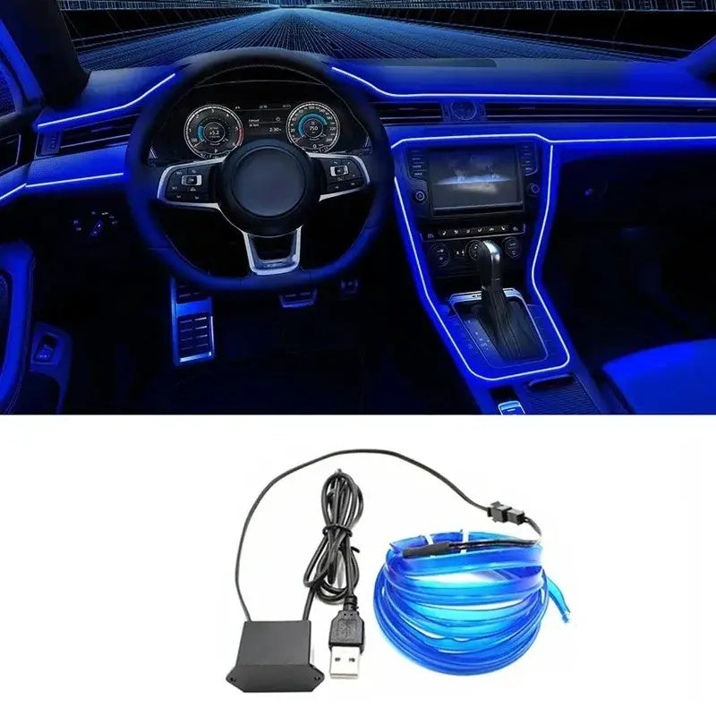 5M USB LED Neon Car Interior Light (7 colours available) - Blue