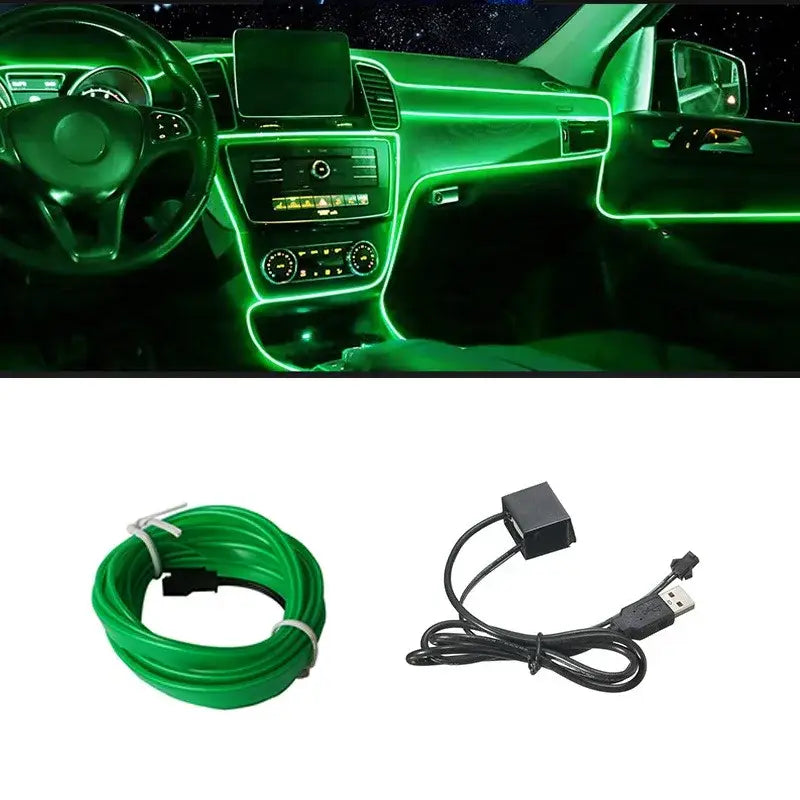 5M USB LED Neon Car Interior Light (7 colours available) - Green