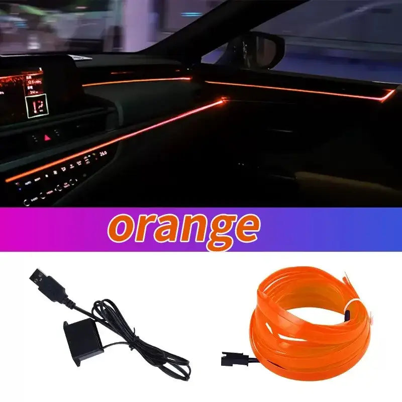 5M USB LED Neon Car Interior Light (7 colours available) - Orange