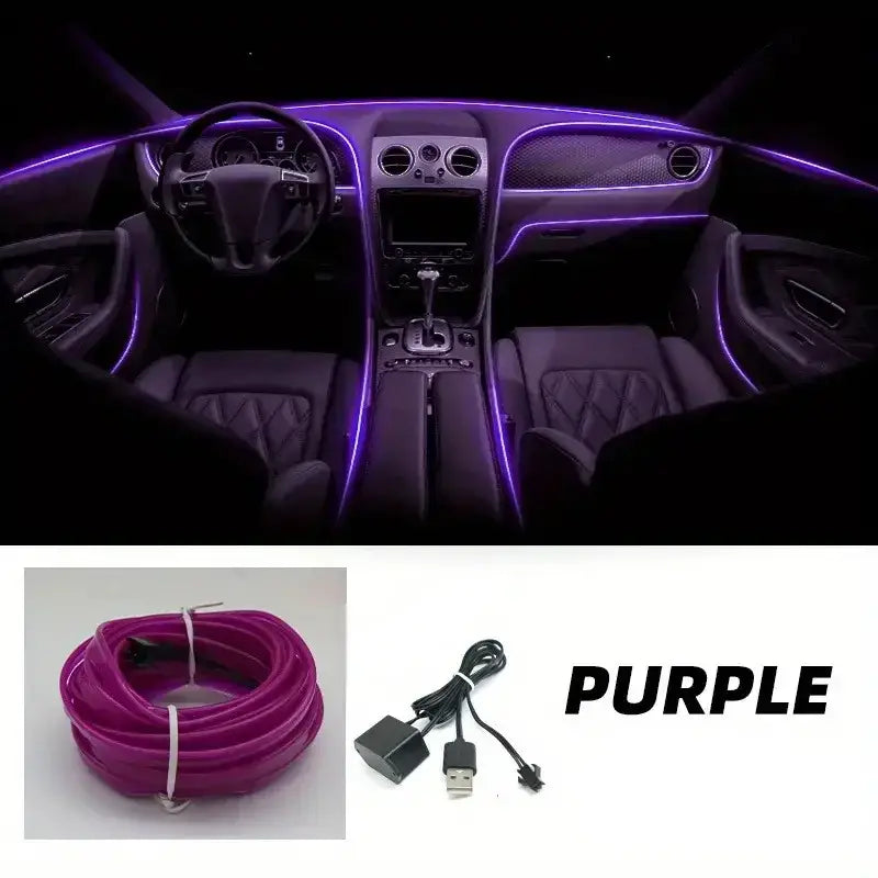 5M USB LED Neon Car Interior Light (7 colours available) - Purple