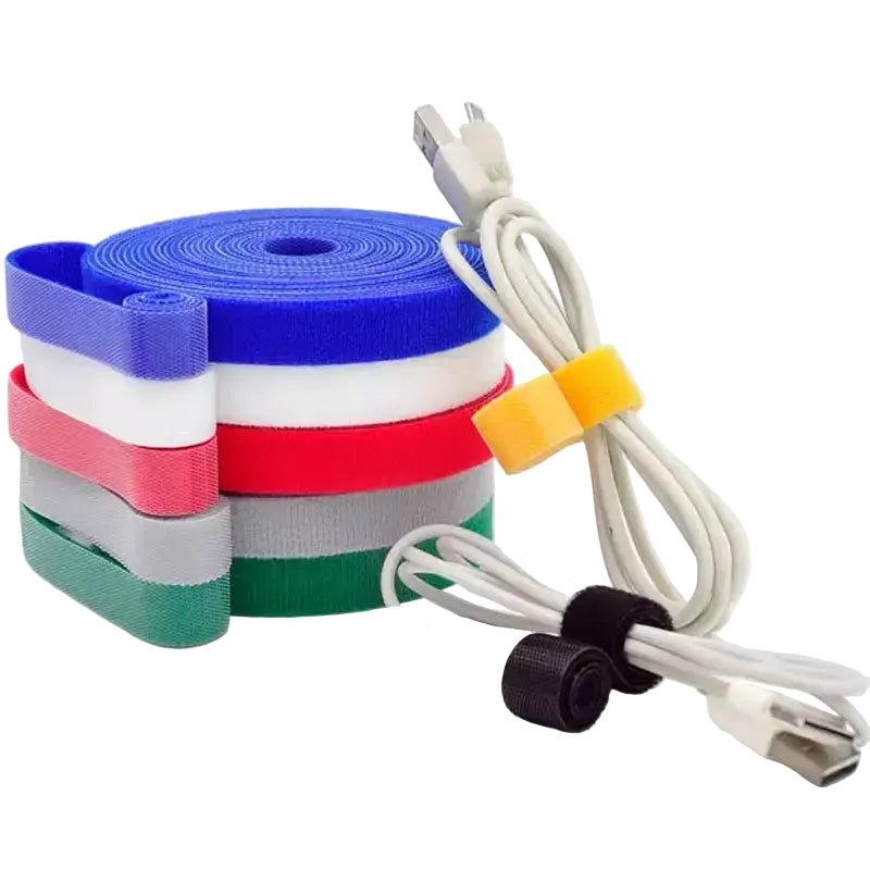 5Meter/Roll Double-Sided Hook and Loop Straps Self-Gripping Fastener Cable Ties Adjustable Cord Organizer Tie