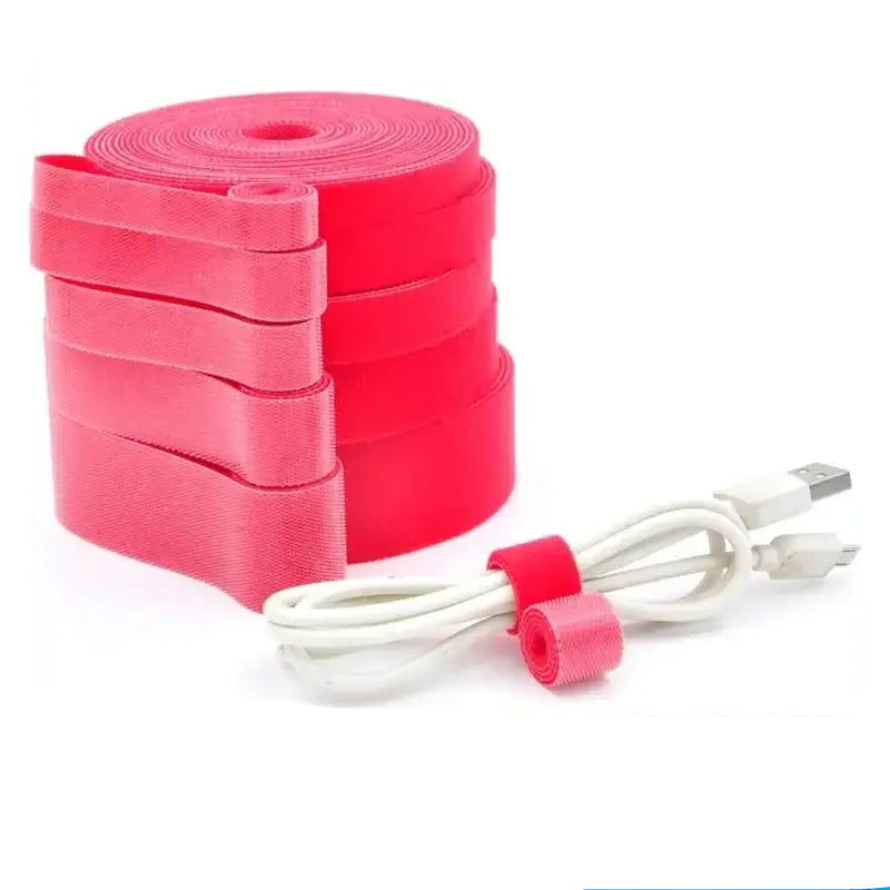 5Meter/Roll Double-Sided Hook and Loop Straps Self-Gripping Fastener Cable Ties Adjustable Cord Organizer Tie