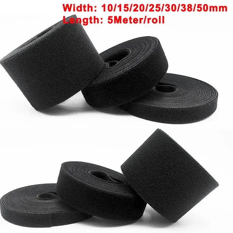5Meter/Roll Double-Sided Hook and Loop Straps Self-Gripping Fastener Cable Ties Adjustable Cord Organizer Tie