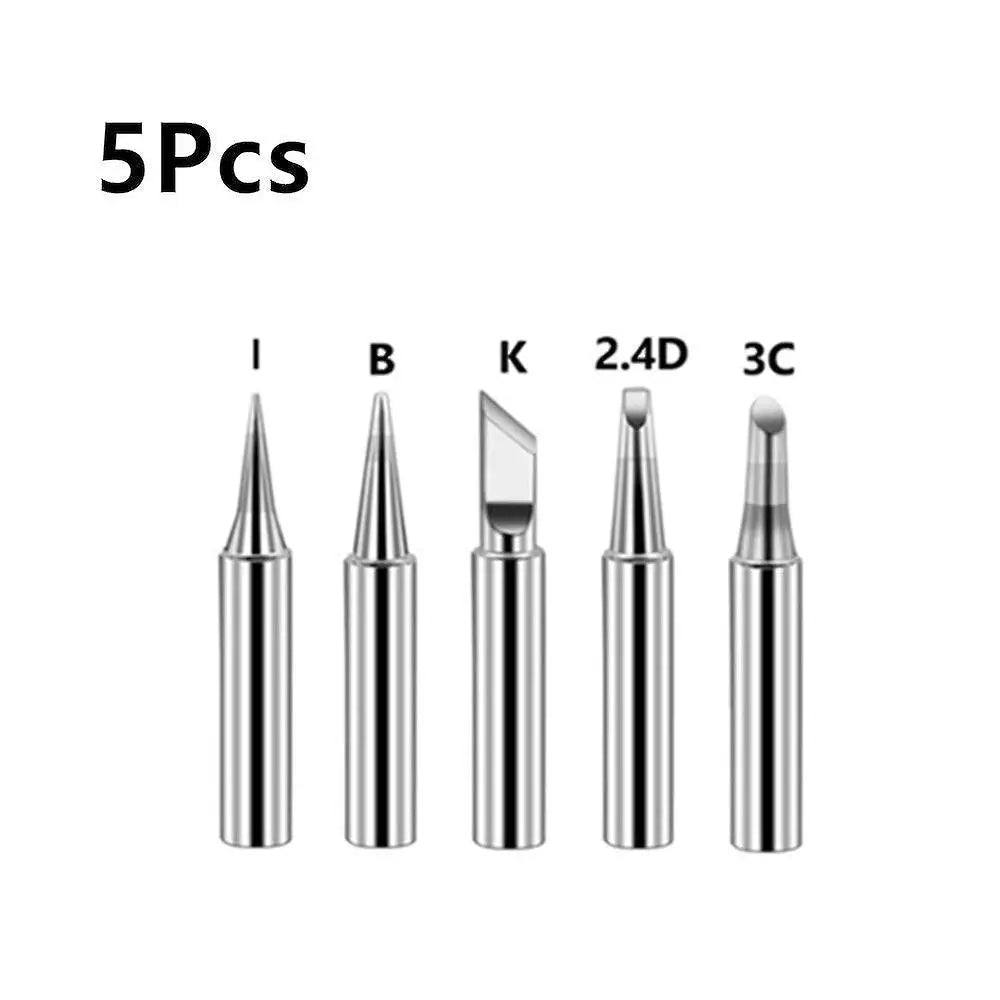 5pcs Soldering Iron Heads - 900M Tips I + B + K + 2.4D + 3C
