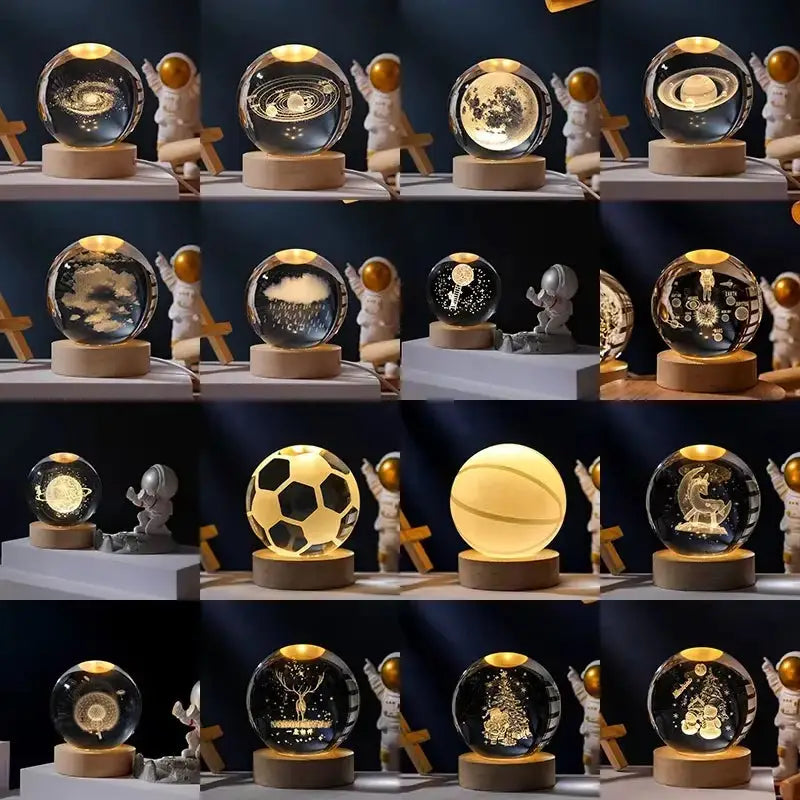 6/8Cm 3D Crystal Ball Planet Night Light