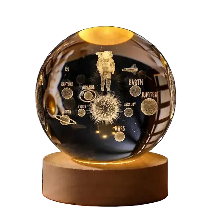 6/8Cm 3D Crystal Ball Planet Night Light - Astronauts / 6Cm Ball With Base