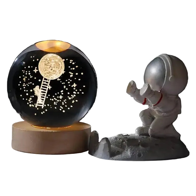 6/8Cm 3D Crystal Ball Planet Night Light - Landing On The Moon / 6Cm Ball With Base