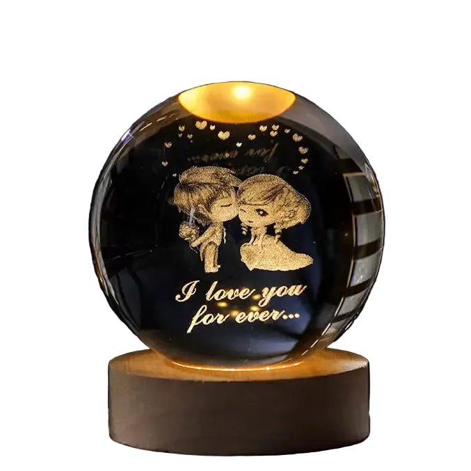 6/8Cm 3D Crystal Ball Planet Night Light - Lover / 6Cm Ball With Base
