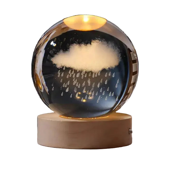 6/8Cm 3D Crystal Ball Planet Night Light - Rain Cloud / 6Cm Ball With Base