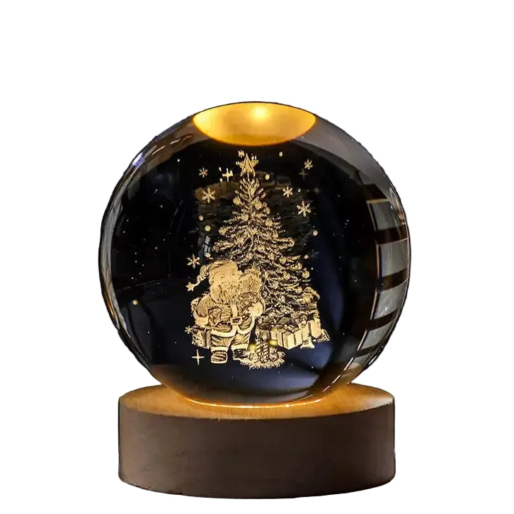 6/8Cm 3D Crystal Ball Planet Night Light - Santa Claus / 6Cm Ball With Base