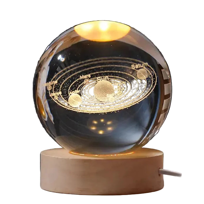 6/8Cm 3D Crystal Ball Planet Night Light - Solar System / 6Cm Ball With Base