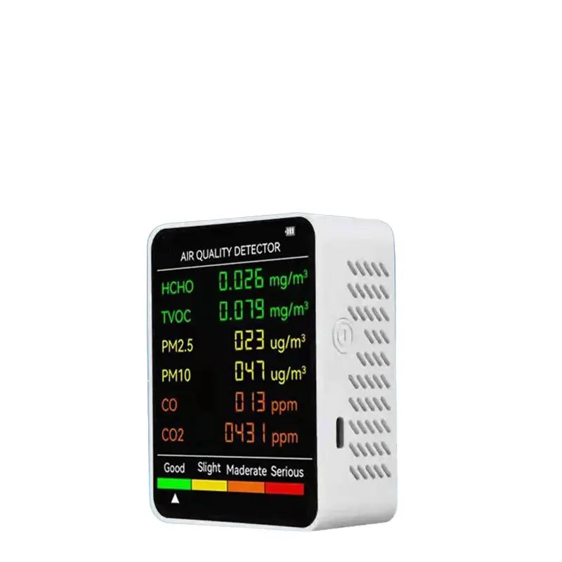 6-in-1 Air Quality Detector – PM2.5 PM10 HCHO TVOC CO CO2 Monitor - HBC