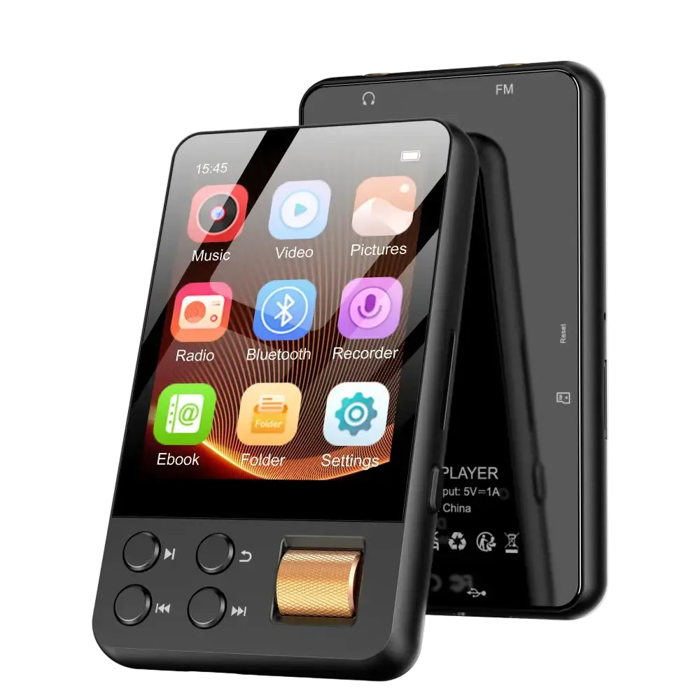 64GB Bluetooth 5.4 WiFi MP3 Player 2.4 Inch Touch Screen HiFi Lossless Music Player FM Radio Voice Recorder E-book