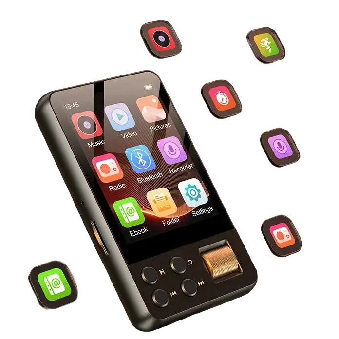 64GB Bluetooth 5.4 WiFi MP3 Player 2.4 Inch Touch Screen HiFi Lossless Music Player FM Radio Voice Recorder E-book