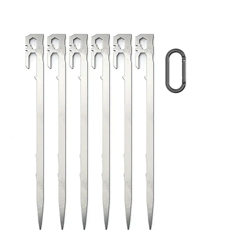 6Pcs Camping Tent Stakes Canopy Tent Pegs 28cm Stainless Steel Garden Ground Nail Beach Awnings Hammock Trampoline