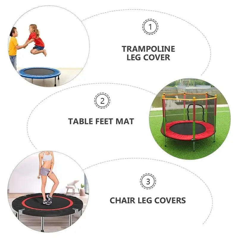 6PCS Trampoline Foot Pad Black Trampoline Rubber Cover Jumping Bed Plastic Mat Non-Slip Mat Mute Base Pipe Cover