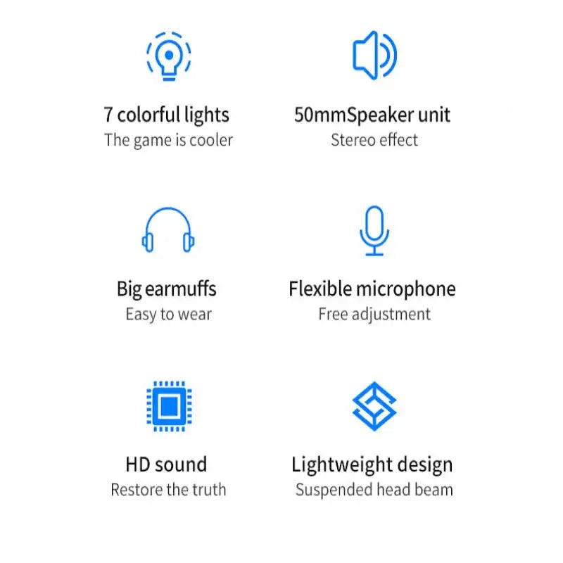 7.1 Gaming Headset with Mic & LED (3 coours available) - 9eight5