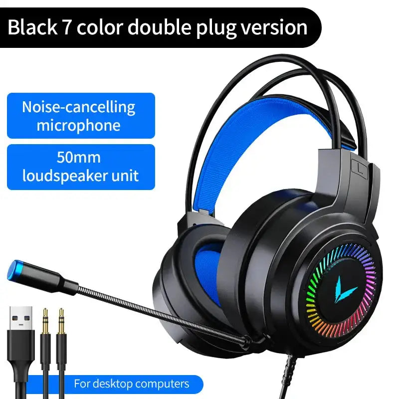 7.1 Gaming Headset with Mic & LED (3 coours available) - Black / Gaming Headset - 9eight5