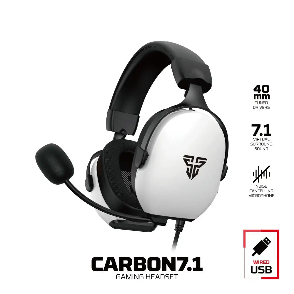 7.1 Wired Gaming Headset 40mm with Mic (available in Black & White) - White / Gaming Headset - 9eight5