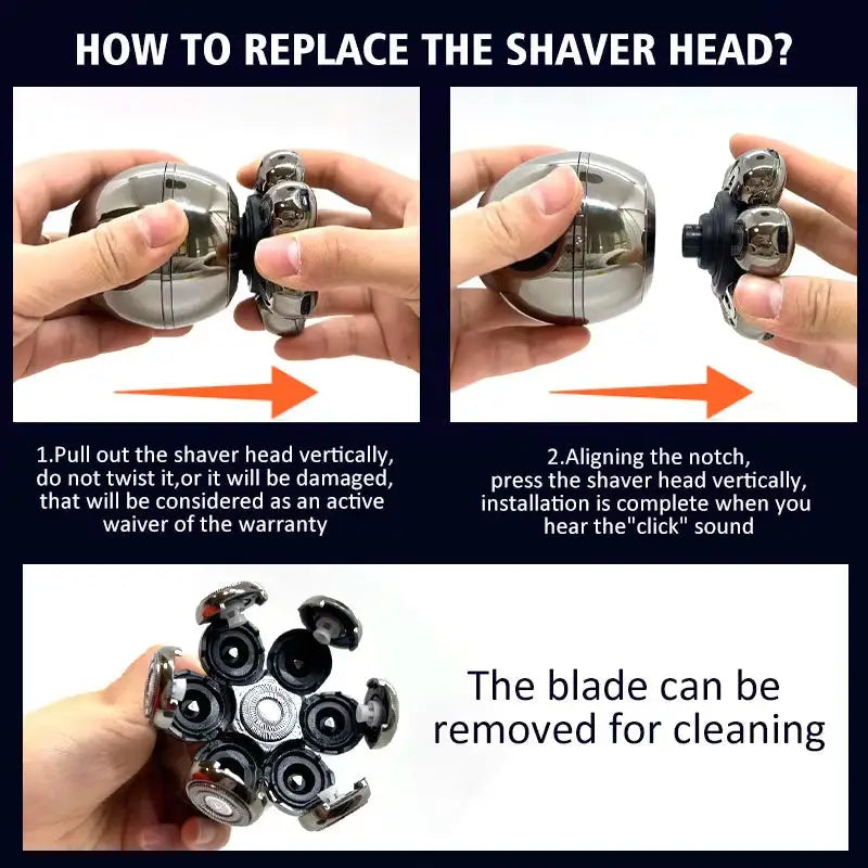 7 Head Electric Shaver for Men - Advanced 7D Floating Cutter IPX5 Waterproof USB Wireless Charging and Multi-Grooming