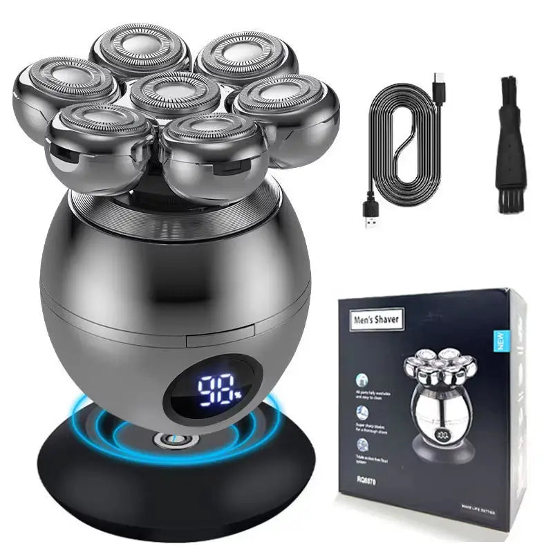 7 Head Electric Shaver for Men - Advanced 7D Floating Cutter IPX5 Waterproof USB Wireless Charging and Multi-Grooming
