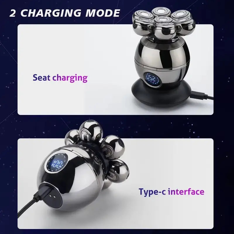 7 Head Electric Shaver for Men - Advanced 7D Floating Cutter IPX5 Waterproof USB Wireless Charging and Multi-Grooming