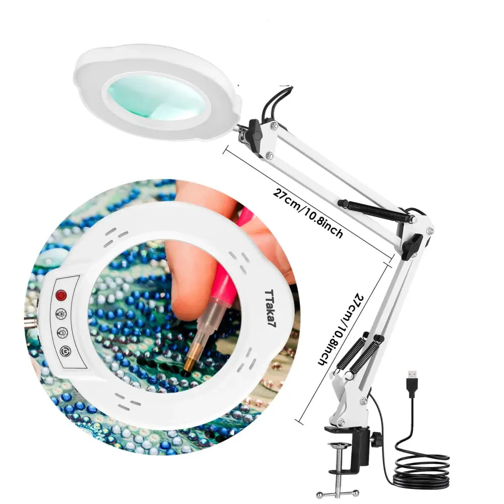 72LED 8X/10X USB Magnifying Glass with 3 Colours Light (10 different variants available) - New Short--White - HBC