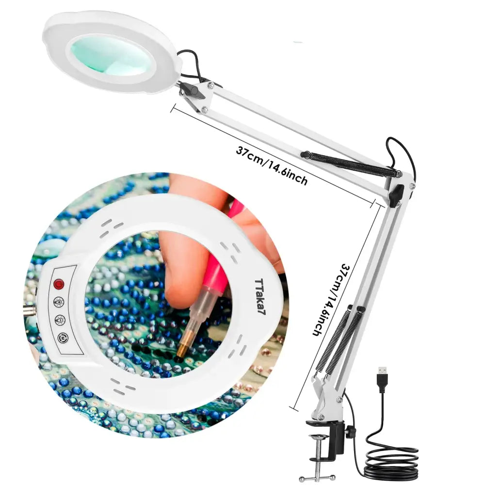 72LED 8X/10X USB Magnifying Glass with 3 Colours Light (10 different variants available) - New Long--White - HBC