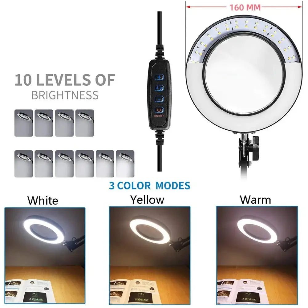 72LED 8X/10X USB Magnifying Glass with 3 Colours Light (10 different variants available) - HBC