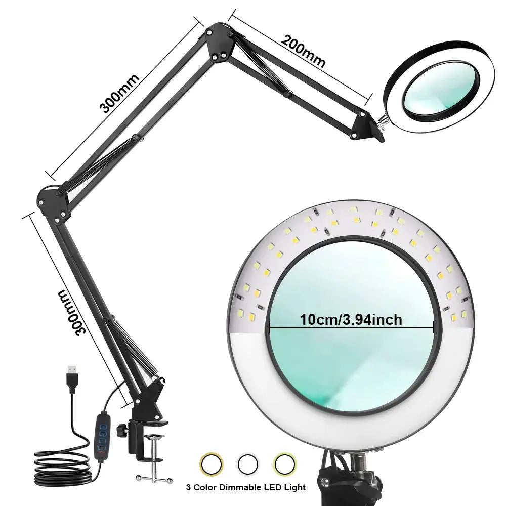 72LED 8X/10X USB Magnifying Glass with 3 Colours Light (10 different variants available) - HBC