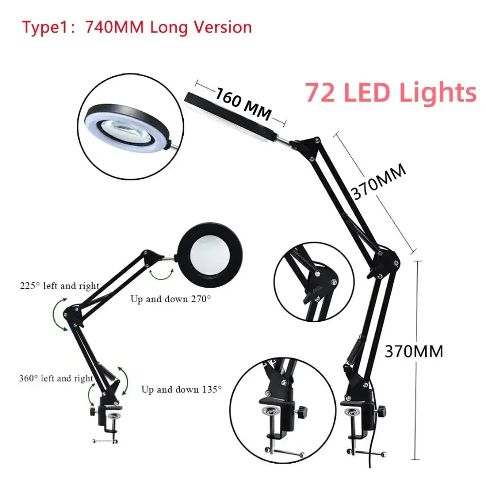 72LED 8X/10X USB Magnifying Glass with 3 Colours Light (10 different variants available) - HBC