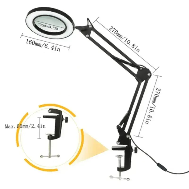 72LED 8X/10X USB Magnifying Glass with 3 Colours Light (10 different variants available) - Short Version--Black - HBC