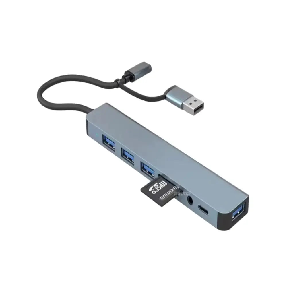 8-in-1 Hub with Card Reader & Audio - Silver / 0.25m - 9eight5