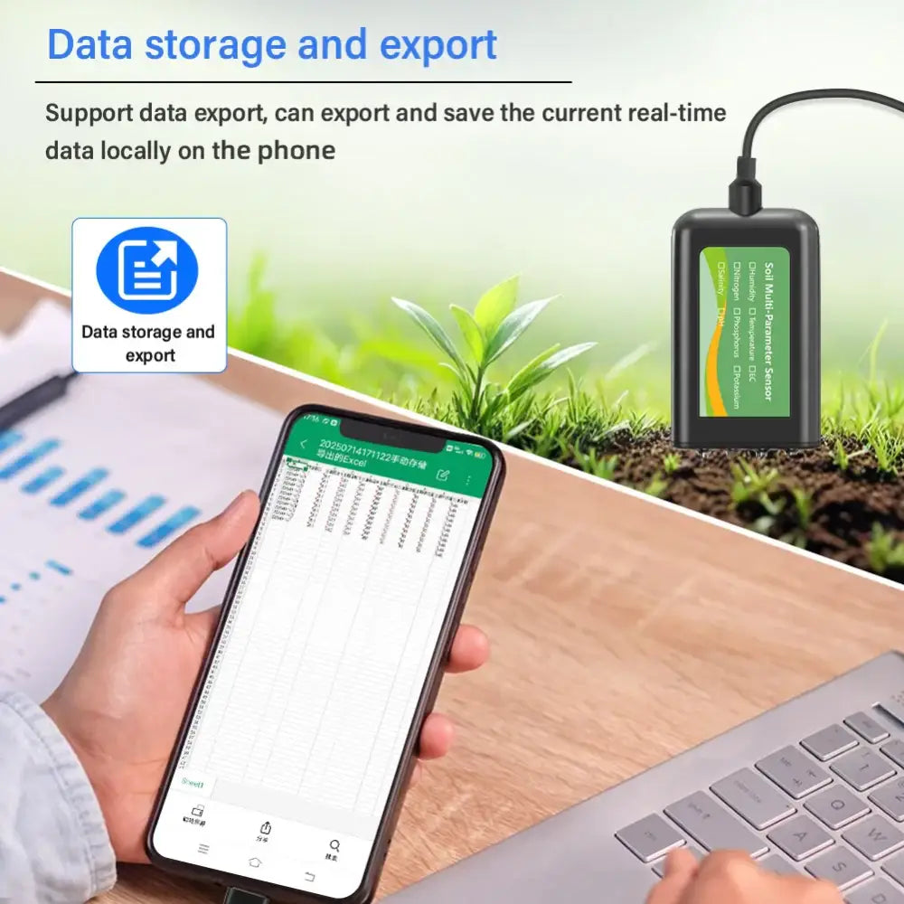 8-in-1 Soil Sensor for pH EC Moisture Temp & NPK Testing - HBC