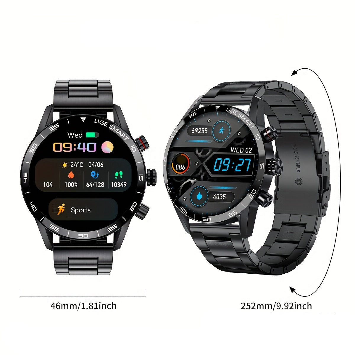 LIGE Smart Watch – 1.32" Full Touch Screen with Call Reminder, Fitness & Life Tracking (available in Black & Silver)