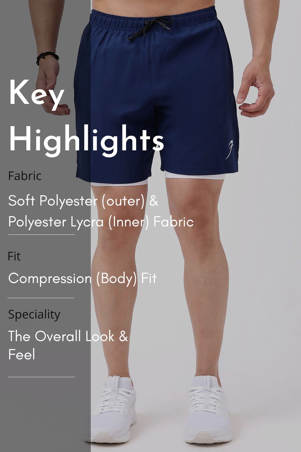2 in 1 Compression Shorts Navy