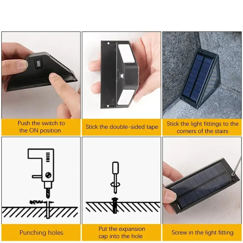 8Pcs LED Solar Step Lights Waterproof Outdoor Stair Lights Solar Deck Lights Outdoor Solar Landscape Lighting for Yard