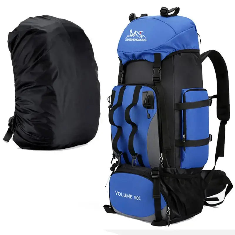 90L Waterproof Hiking & Camping Backpack (various colours available) - Blue and cover / Backpack - 9eight5