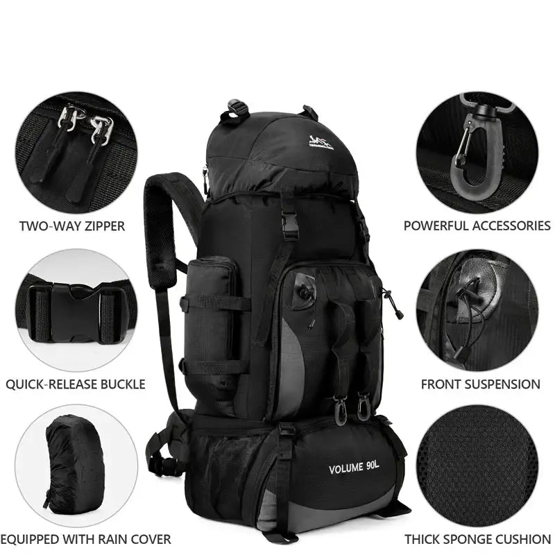 90L Waterproof Hiking & Camping Backpack (various colours available) - 9eight5