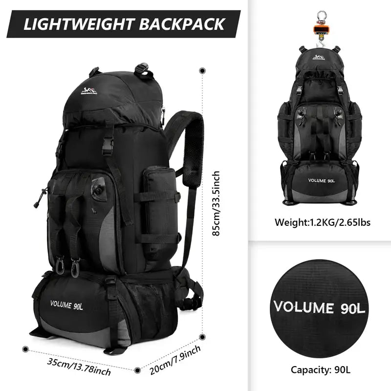 90L Waterproof Hiking & Camping Backpack (various colours available) - 9eight5