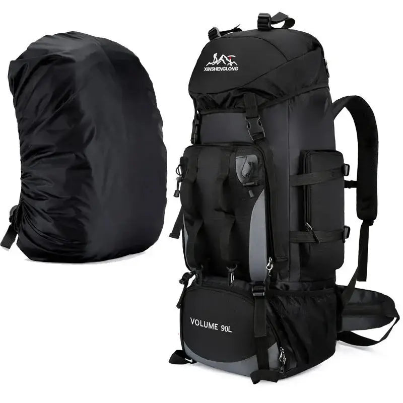 90L Waterproof Hiking & Camping Backpack (various colours available) - Black and cover / Backpack - 9eight5