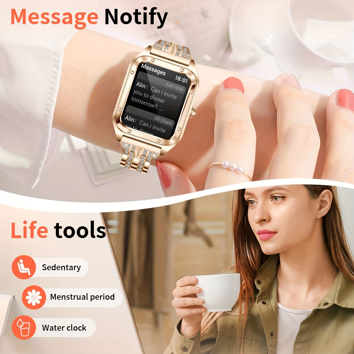 LIGE Women's Smartwatch – Full Touch Screen