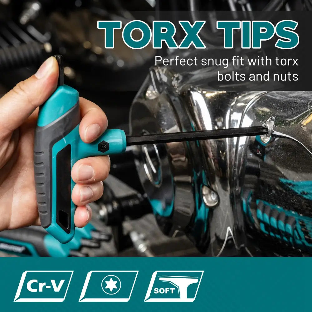 9PCS T-Handle Torx Wrench Set T10-T50 Two-Tip Design Torx Star Wrench DIY & Auto Bike Repair Tool with Storage Rack